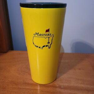 2026 Masters Corkcicle 16 oz Yellow Metal Insulated Tumbler Drinking Glass